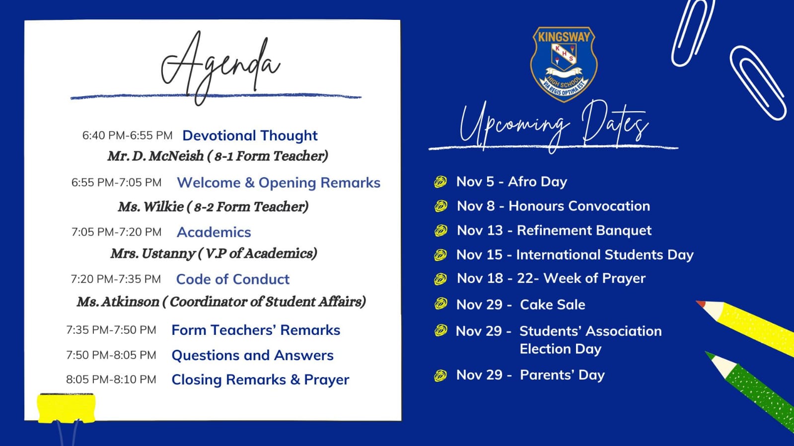 Kingsway Upcoming Events